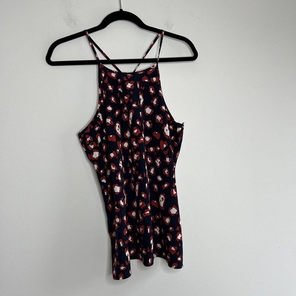 Renee C Sleeveless Blouse Top Womens Medium Animal Print Navy Blue Sleeveless - Picture 5 of 10